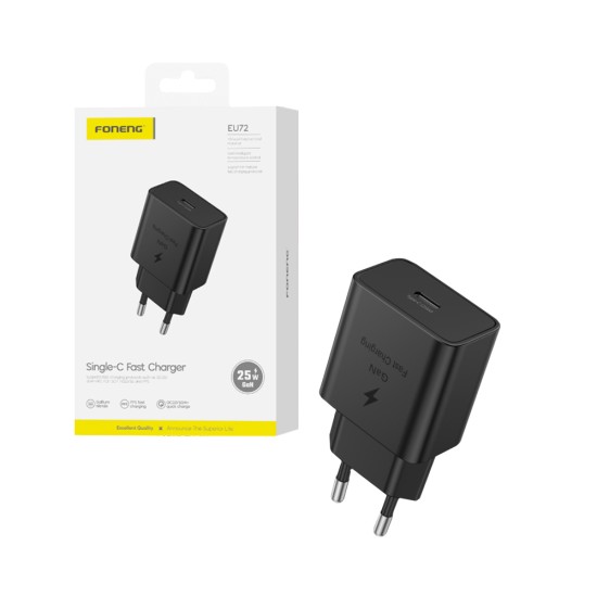 Adaptador Foneng EU72 Tipo-C 25W Gan Preto